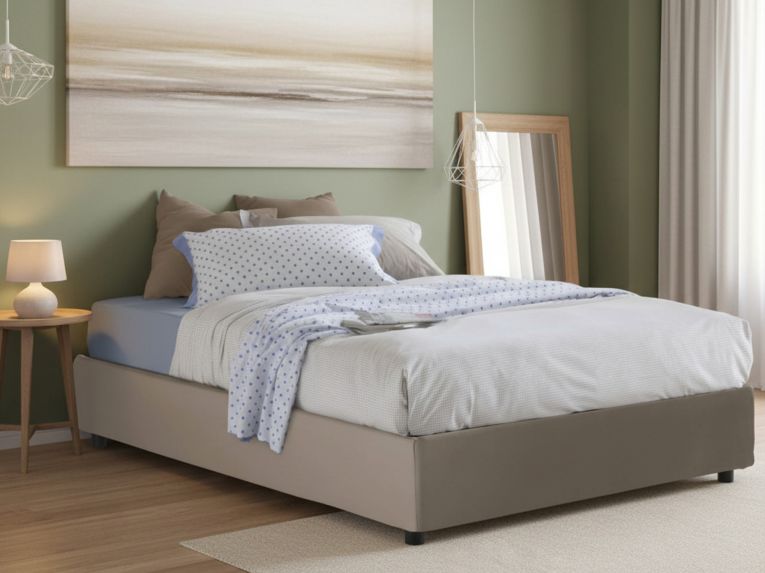 Letto francese in legno tortora 155x215cm - Osanna