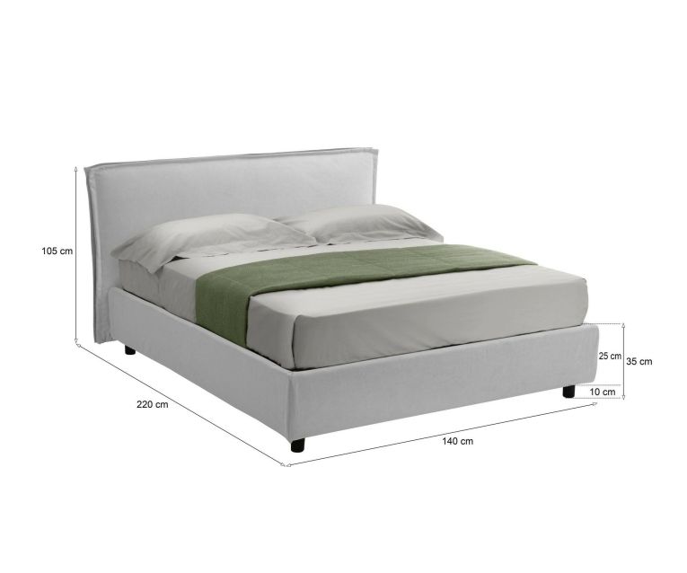 Letto francese in tessuto bianco 140x220cm - Brosso