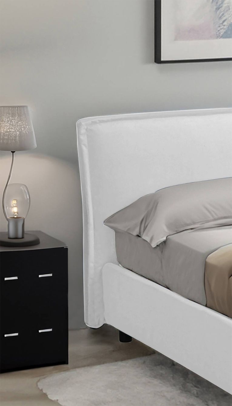 Letto francese in tessuto bianco 140x220cm - Brosso