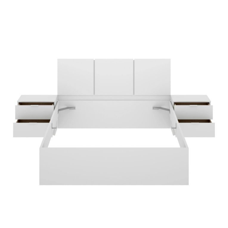 Letto francese in tessuto bianco 195x258cm - Villamar