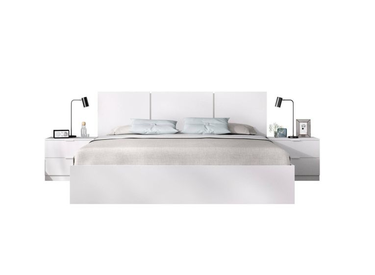 Letto francese in tessuto bianco 195x258cm - Villamar