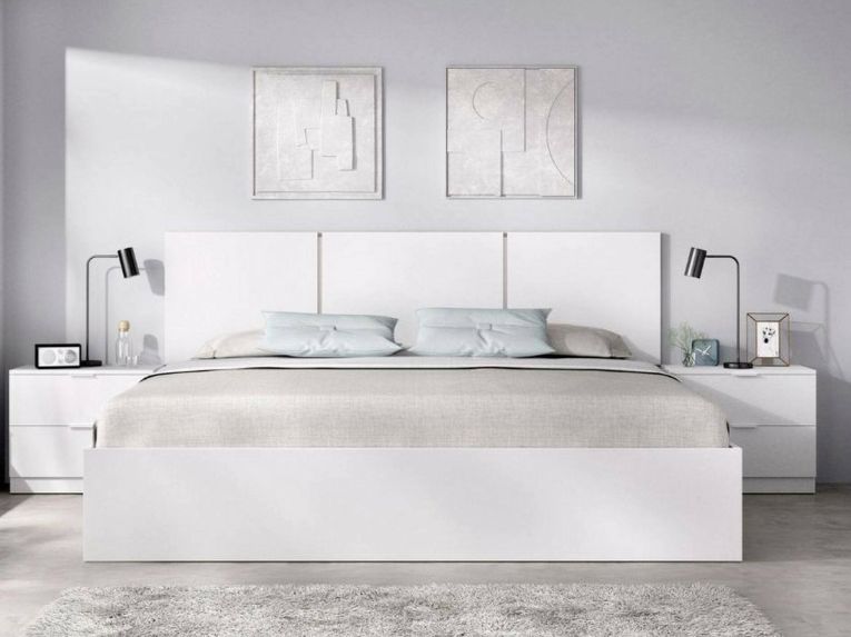 Letto francese in tessuto bianco 195x258cm - Villamar