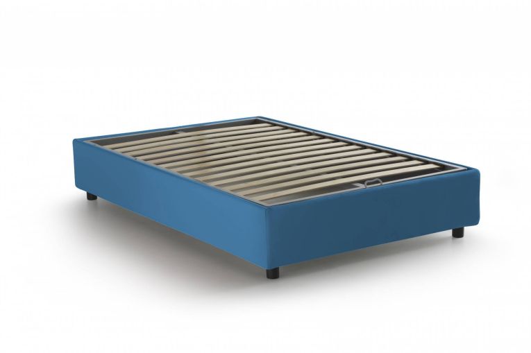 Letto francese in tessuto blu 155x205cm - Attilino