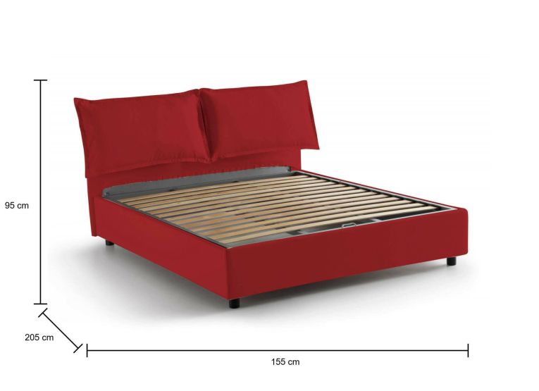Letto francese in tessuto rosso 155x205cm - Askari