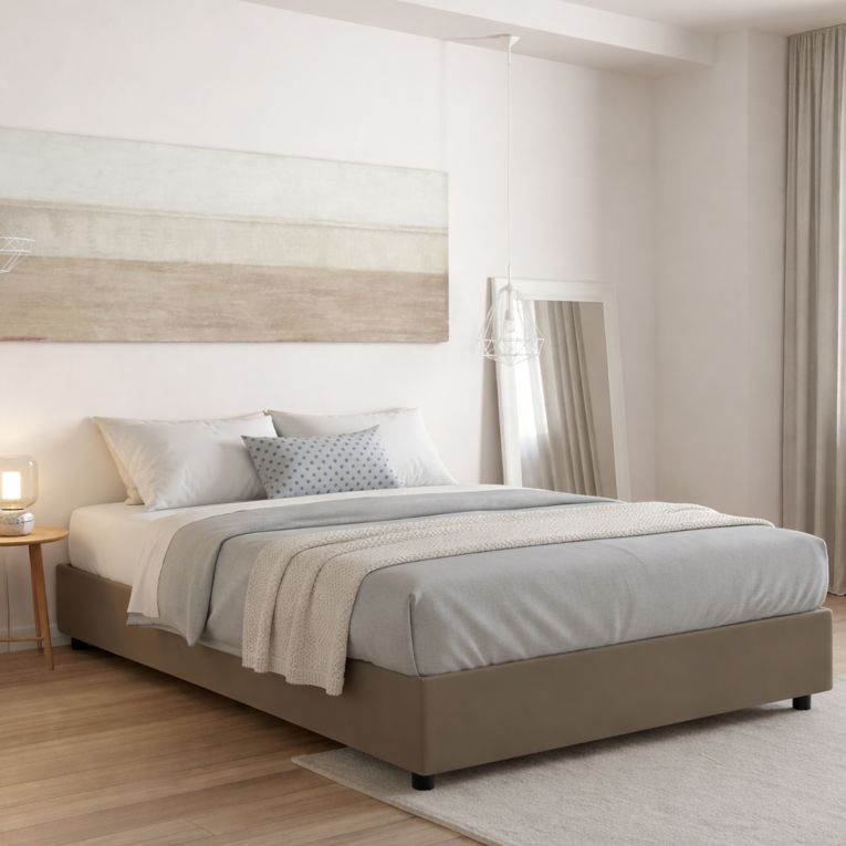 Letto francese lavabile tortora 155x215cm - Azuko