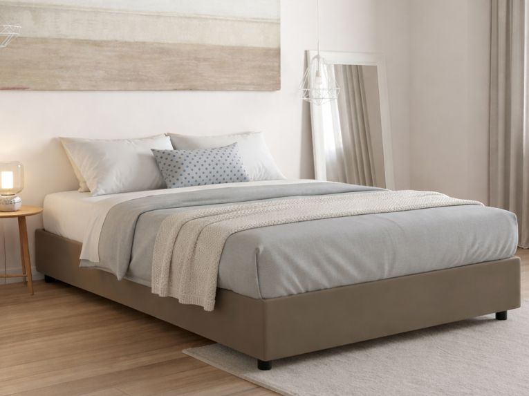 Letto francese lavabile tortora 155x215cm - Azuko