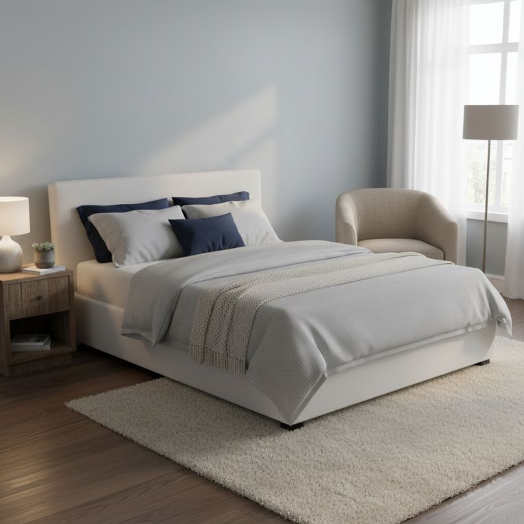 Letto francese materasso incluso bianco 155x215cm - Morganite
