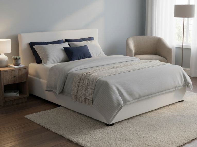 Letto francese materasso incluso bianco 155x215cm - Morganite