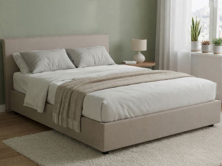 Letto francese materasso incluso tortora 155x215cm - Aros