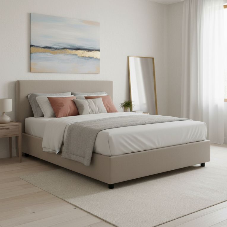 Letto francese minimal tortora 155x215cm - Arvic