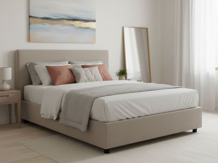 Letto francese minimal tortora 155x215cm - Arvic