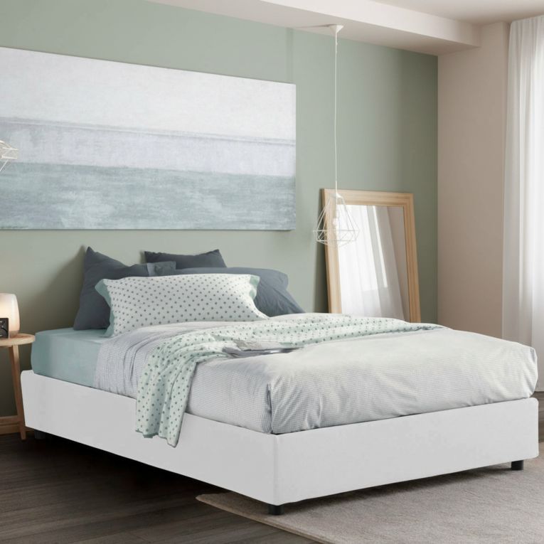 Letto francese moderno bianco 155x205cm - Attilino