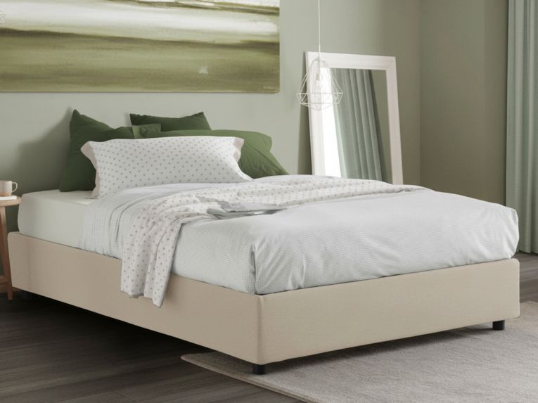 Letto francese sfoderabile beige 155x215cm - Alaksir