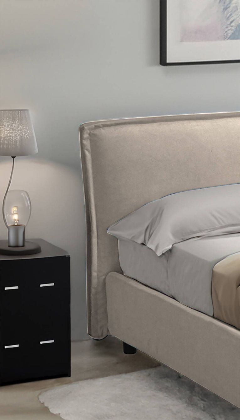 Letto francese sfoderabile tortora 140x210cm - Broni
