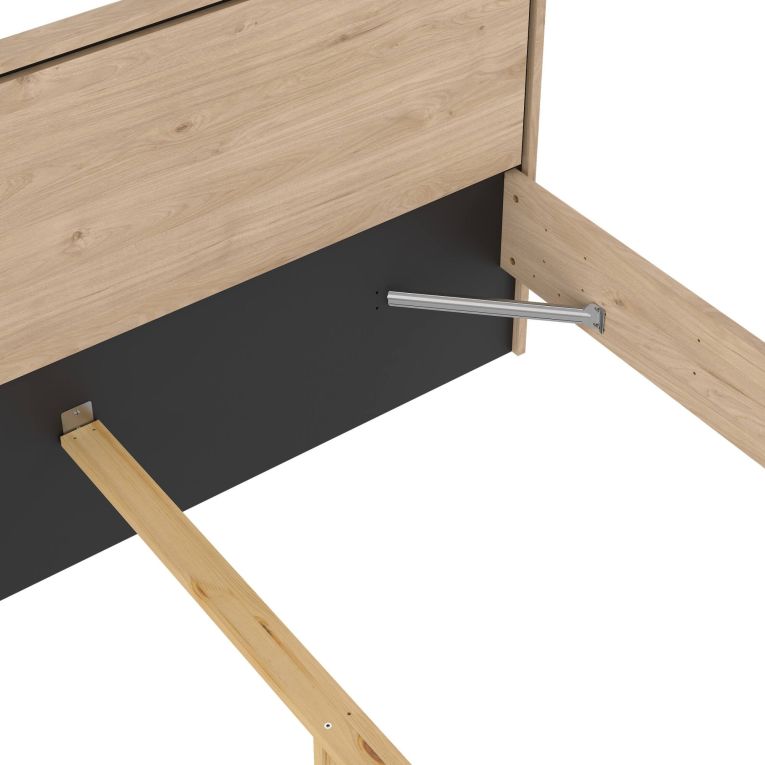 Letto matrimoniale Abella, Sommier per camera da letto, Giroletto per stanza, Struttura porta materasso, 207x173 h91 cm, Rovere