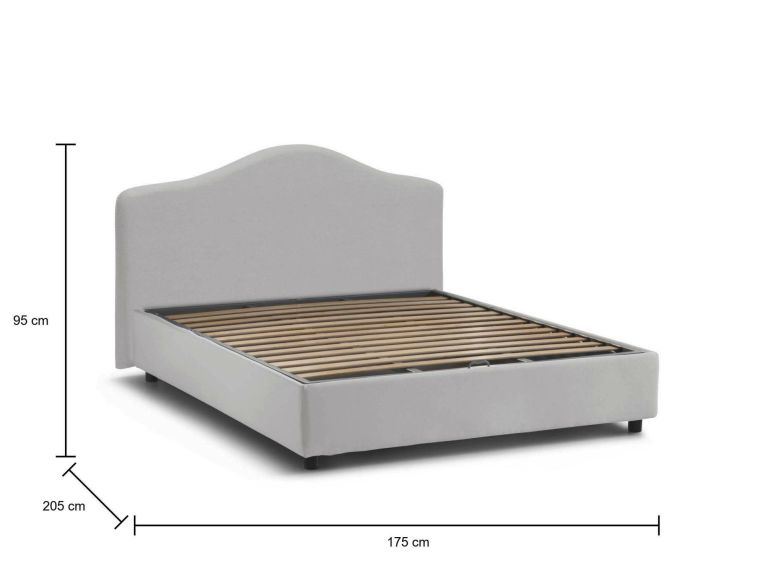 Letto matrimoniale Angiolina, Letto contenitore con rivestimento in tessuto, 100% Made in Italy, Apertura frontale, adatto per materasso 160x190 cm, Bianco