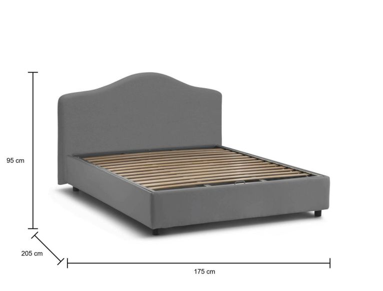 Letto matrimoniale Angiolina, Letto contenitore con rivestimento in tessuto, 100% Made in Italy, Apertura frontale, adatto per materasso 160x190 cm, Grigio