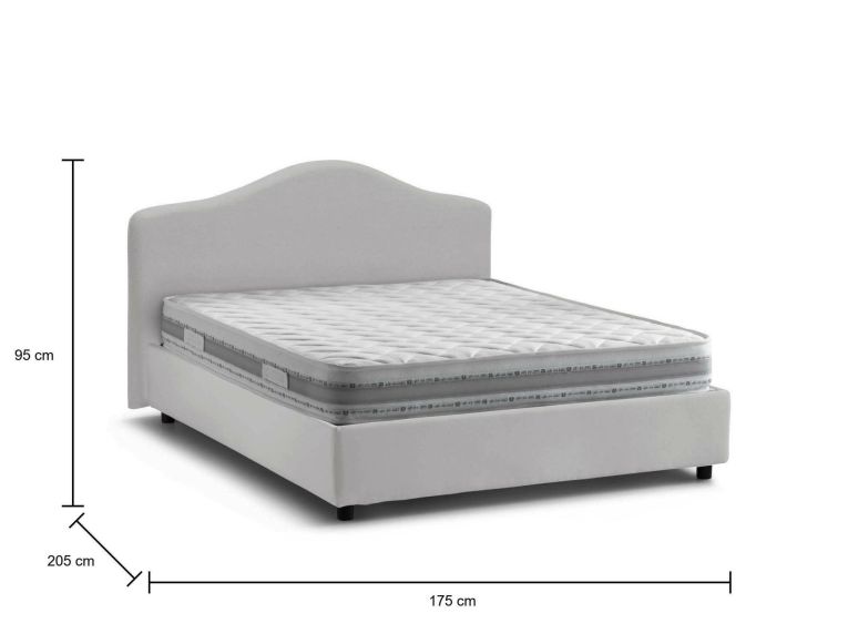 Letto matrimoniale Annunziata, Letto contenitore con rivestimento in tessuto, 100% Made in Italy, Apertura frontale, con materasso Cm 160x190 incluso, Bianco