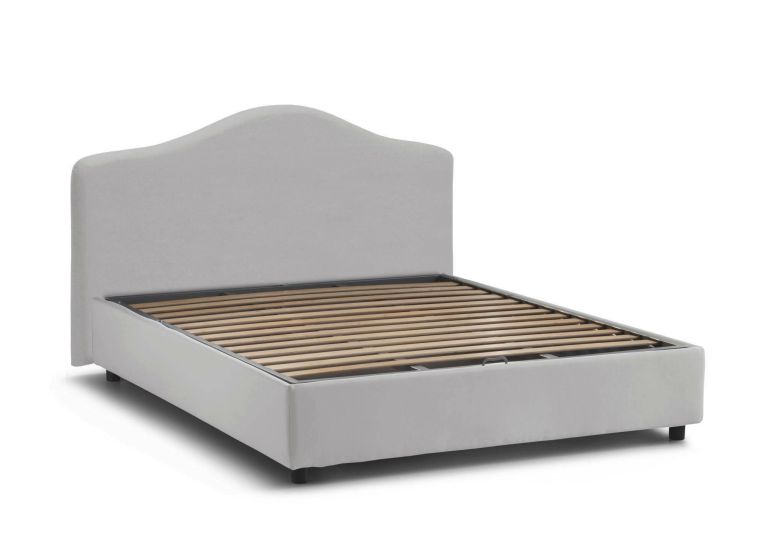 Letto matrimoniale Annunziata, Letto contenitore con rivestimento in tessuto, 100% Made in Italy, Apertura frontale, con materasso Cm 160x190 incluso, Bianco