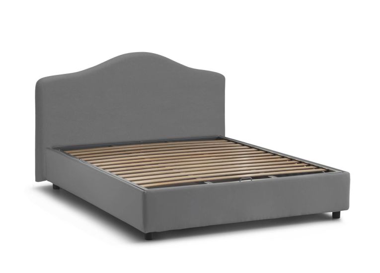 Letto matrimoniale Annunziata, Letto contenitore con rivestimento in tessuto, 100% Made in Italy, Apertura frontale, con materasso Cm 160x190 incluso, Grigio
