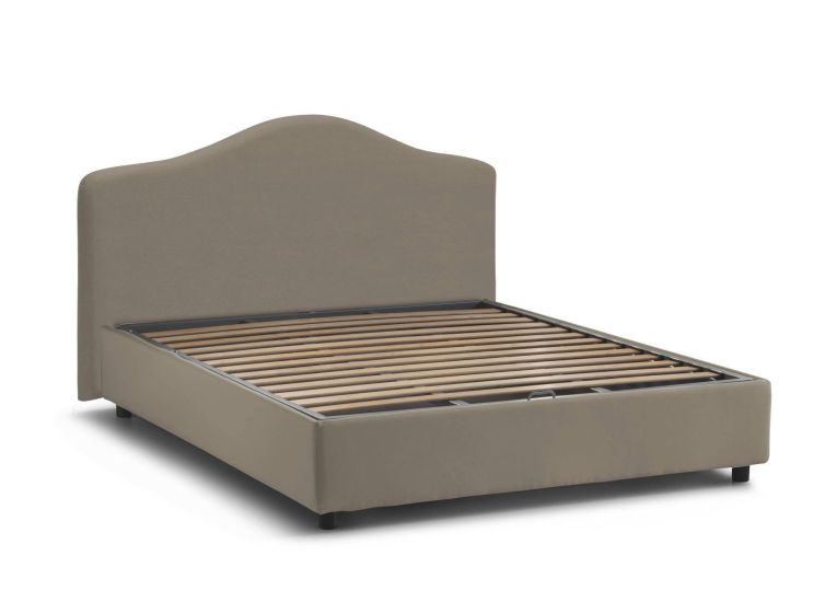 Letto matrimoniale Annunziata, Letto contenitore con rivestimento in tessuto, 100% Made in Italy, Apertura frontale, con materasso Cm 160x190 incluso, Tortora