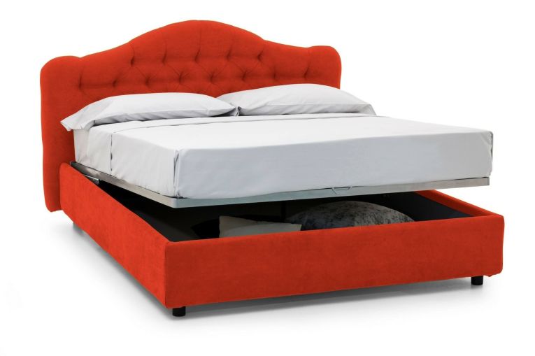 Letto Matrimoniale Arancione Materasso Incluso Sfoderabile, Contenitore Made in Italy - Allik