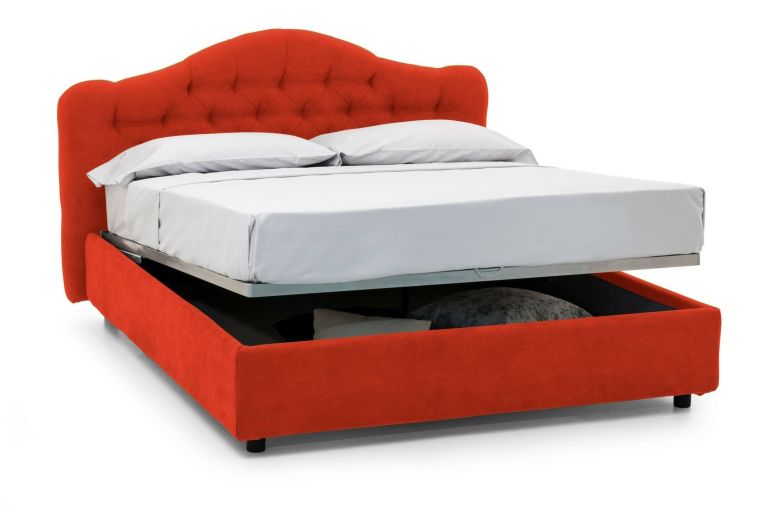Letto Matrimoniale Arancione Sfoderabile Contenitore, Dimensione Materasso 160x190 cm Made in Italy - Arex