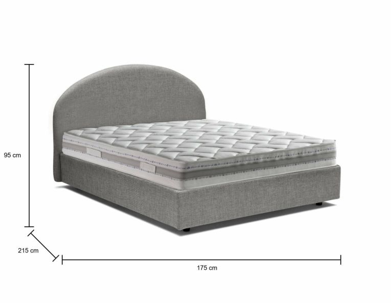 Letto matrimoniale Aurora, Letto contenitore con rivestimento in tessuto, 100% Made in Italy, Apertura frontale, con materasso Cm 160x200 incluso, Grigio