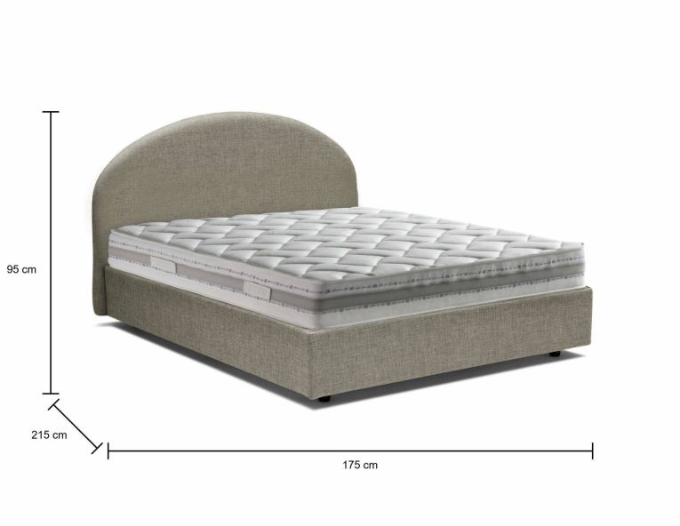 Letto matrimoniale Aurora, Letto contenitore con rivestimento in tessuto, 100% Made in Italy, Apertura frontale, con materasso Cm 160x200 incluso, Tortora