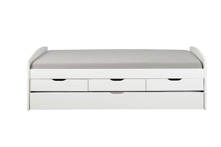 Letto matrimoniale Bayreuth, Sommier per camera da letto, Giroletto per stanza, Struttura porta materasso, 205x63 h98 cm, Bianco