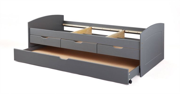 Letto matrimoniale Bayreuth, Sommier per camera da letto, Giroletto per stanza, Struttura porta materasso, 205x63 h98 cm, Grigio