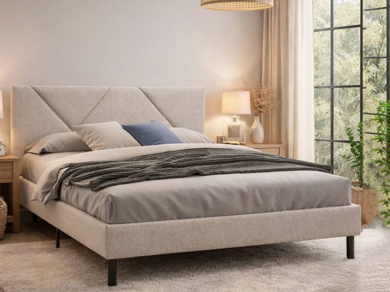 Letto matrimoniale beige 169x204cm imbottito - Morpheus