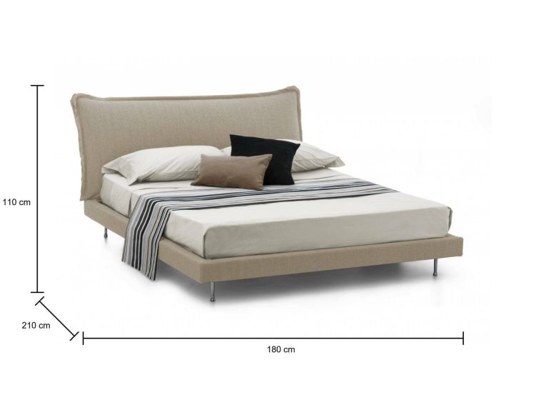 Letto matrimoniale beige 180x210cm imbottito - Arcore