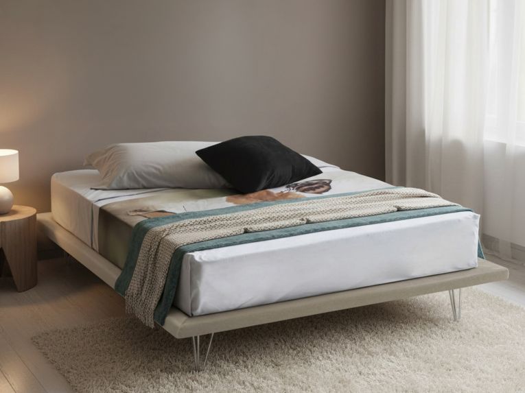 Letto matrimoniale beige 180x215cm sfoderabile - Pietersite