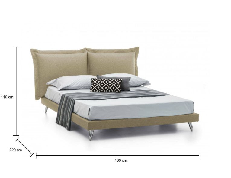 Letto matrimoniale beige 180x220cm imbottito - Anatoly