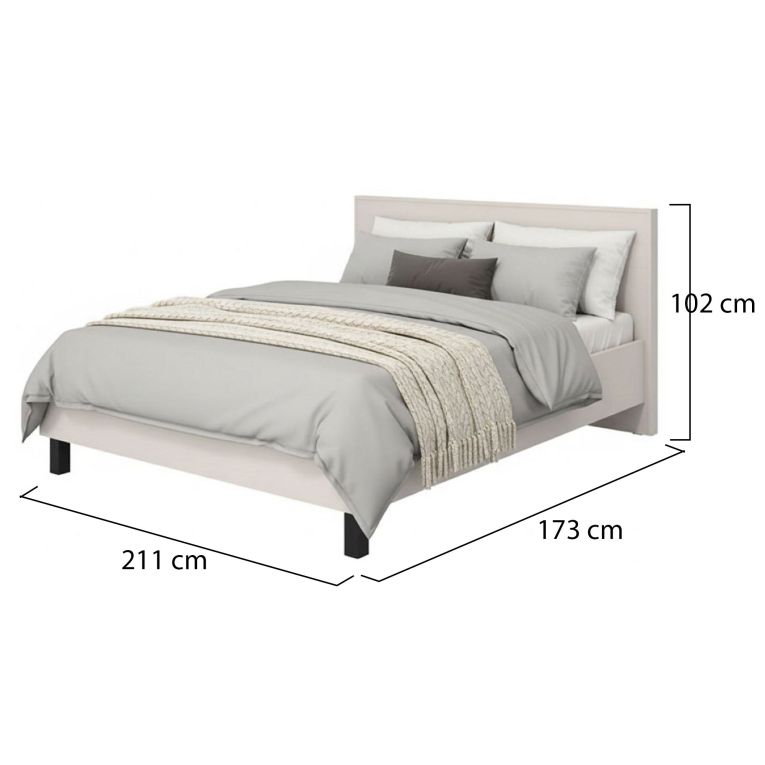 Letto Matrimoniale Beige Dimensione Materasso 160x200 cm Testiera Dettaglio Geometrico, Peso Supportato 200 kg - Coazze