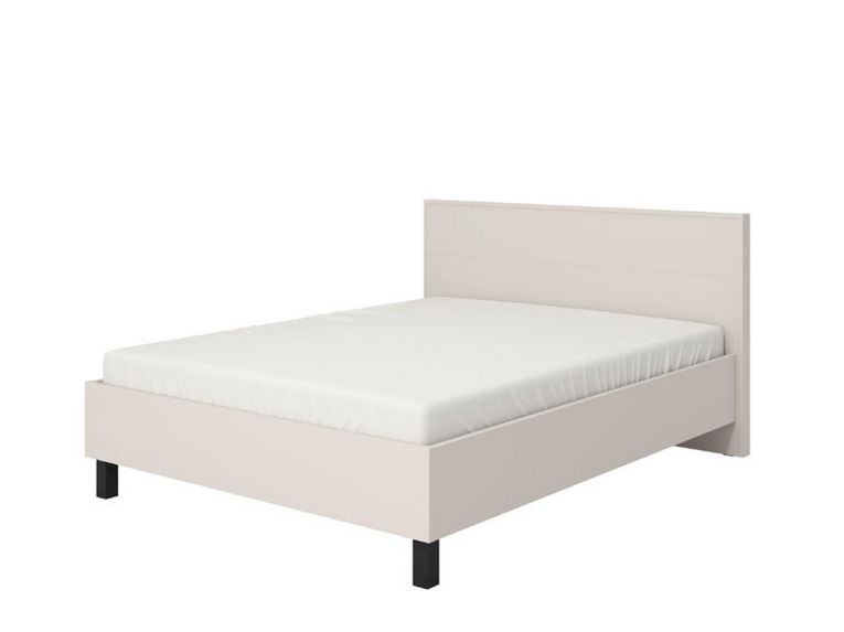 Letto Matrimoniale Beige Dimensione Materasso 160x200 cm Testiera Dettaglio Geometrico, Peso Supportato 200 kg - Coazze