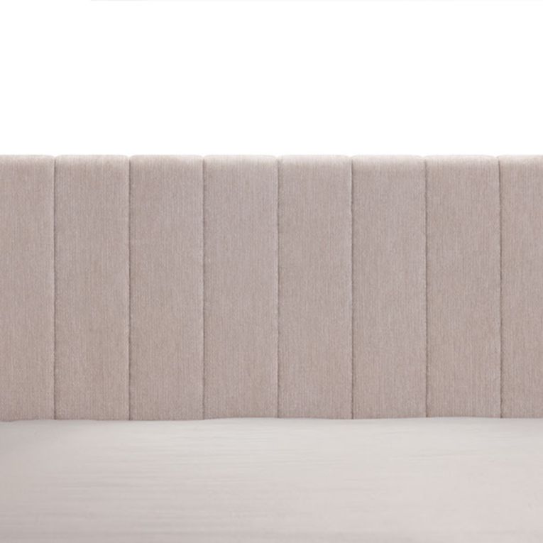 Letto Matrimoniale Beige Dimensione Materasso 160x200 cm Testiera e Giroletto Imbottiti, Imbottito - Exmouth