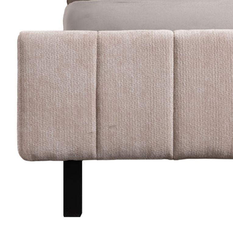Letto Matrimoniale Beige Dimensione Materasso 160x200 cm Testiera e Giroletto Imbottiti, Imbottito - Exmouth
