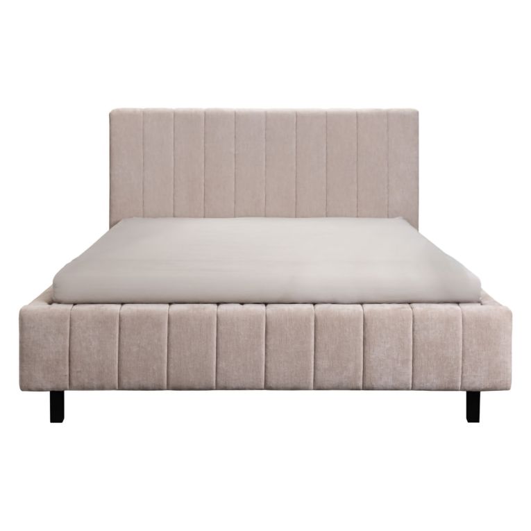 Letto Matrimoniale Beige Dimensione Materasso 160x200 cm Testiera e Giroletto Imbottiti, Imbottito - Exmouth