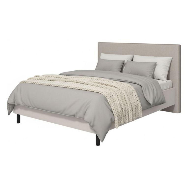 Letto Matrimoniale Beige Grigio Tortora Dimensione Materasso 180x200 cm Imbottito, Testiera Imbottita - Pavarolo