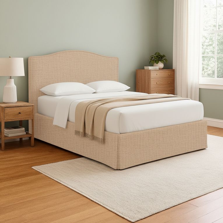 Letto Matrimoniale Beige Sfoderabile Contenitore, Dimensione Materasso 160x190 cm - Turania