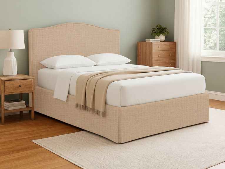 Letto Matrimoniale Beige Sfoderabile Contenitore, Dimensione Materasso 160x190 cm - Turania