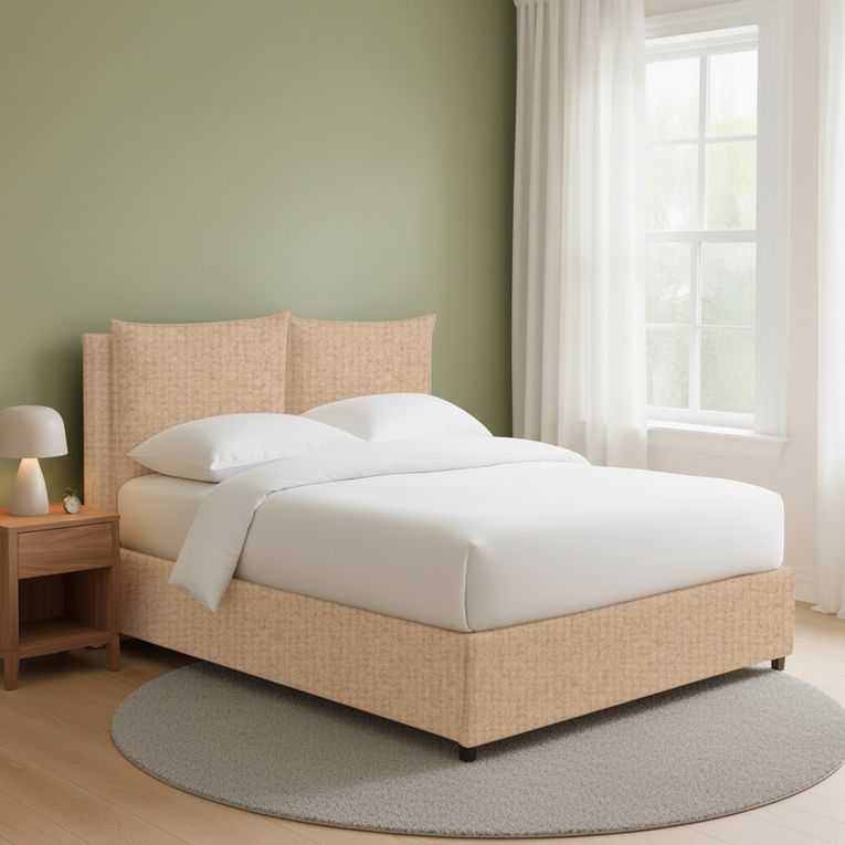 Letto Matrimoniale Beige Sfoderabile Contenitore, Dimensione Materasso 160x200 cm - Davoli