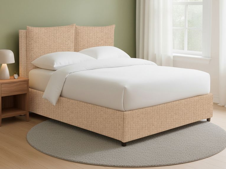 Letto Matrimoniale Beige Sfoderabile Contenitore, Dimensione Materasso 160x200 cm - Davoli