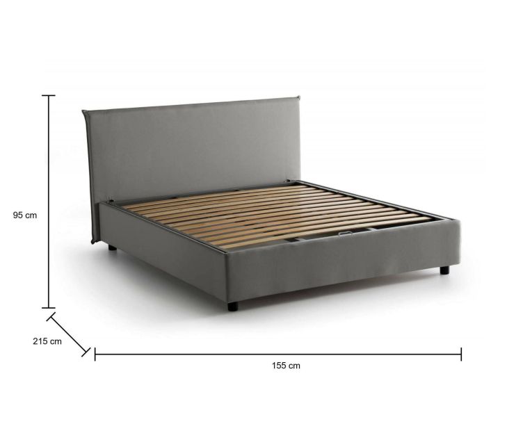 Letto matrimoniale Berenice, Letto contenitore con rivestimento in tessuto, 100% Made in Italy, Apertura frontale, adatto per materasso Cm 140x200, Grigio