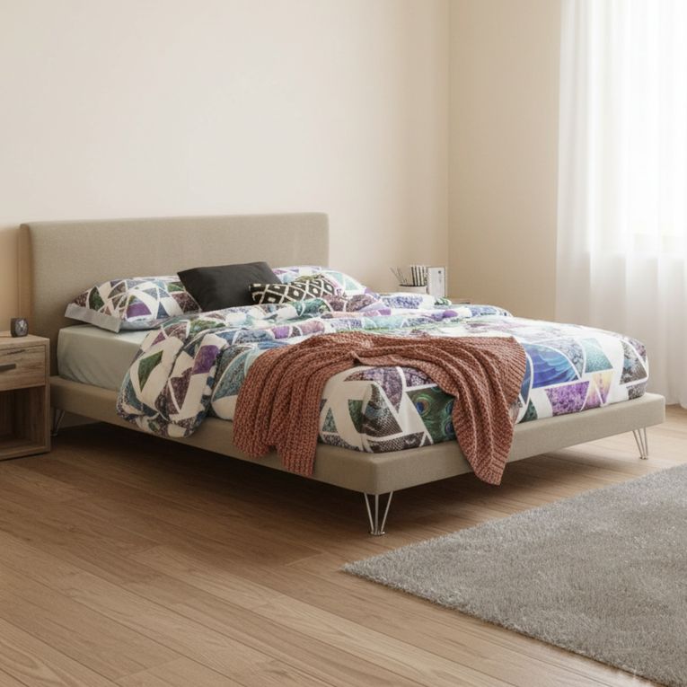 Letto matrimoniale bianco 175x205cm imbottito - Mercede