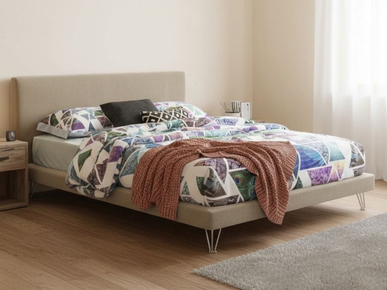 Letto matrimoniale bianco 175x205cm imbottito - Mercede