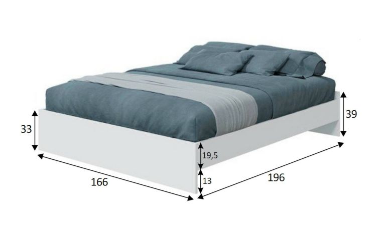 Letto matrimoniale bianco 196x166cm - Adia