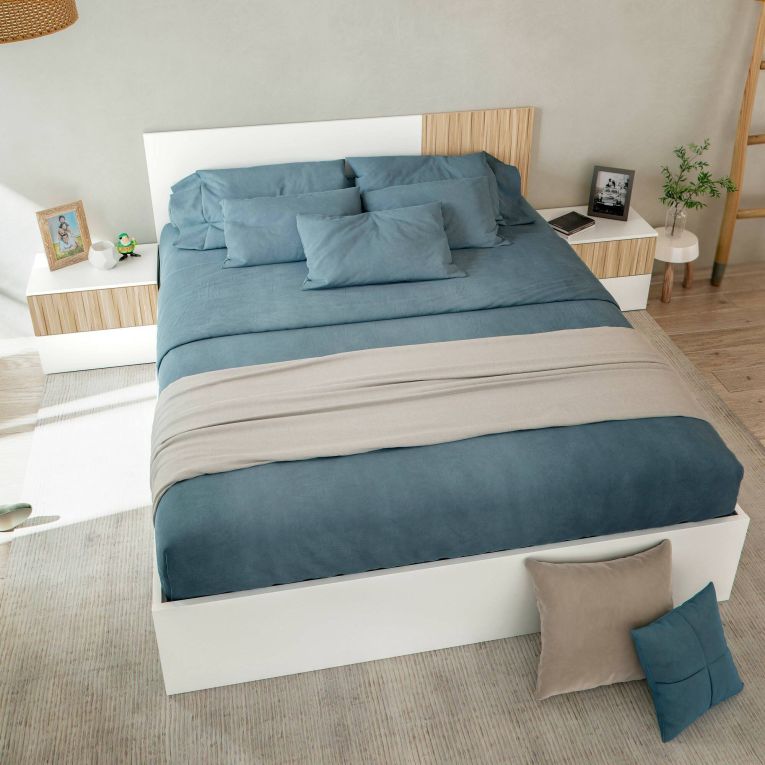Letto matrimoniale bianco 196x166cm - Adia